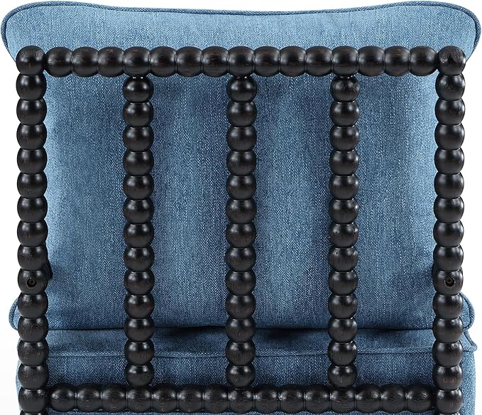 DUHOME Linen Fabric Spindle Accent Chairs Set of 2 with Wood Frame,Modern Accent Spool Chairs with Padded Spring Seat and Brushed Blue Base for Living Room Bedroom Farmhouse Home Office Belcony-Ruum Studio Home