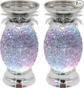 YAKii 9.5" Pineapple LED Color Changing Shine Lamp,Swirling Water Waves Lamp Kid Safe Battery/USB Cable Operated,Table Lamp Candle Holder Table Decoration Silver(Pack of 2)-Ruum Studio Home