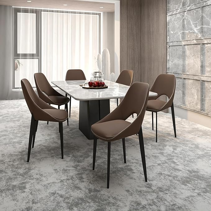 LeisureMod Amalfi Upholstered Fabric Dining Chair – Modern Side Chair with Iron Legs, Mid-Century Accent Chair for Dining Room or Kitchen-Ruum Studio Home