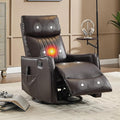 Manual Swivel Rocker Recliner Chair for Adults, Overstuffed Reclining Glider Chair for Nursing with Vibration Massage & Heat, Living Room Rocking Recliner 2-Stage backrest, Faux Leather Brown-Ruum Studio Home
