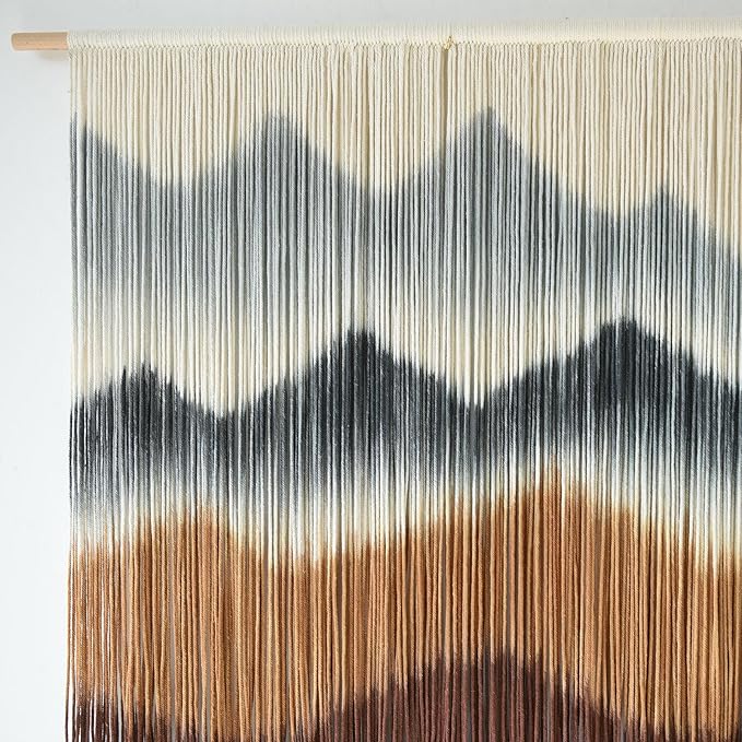 Macrame Wall Hanging Mountain Wall Art Dip-Dyed Macrame Wall Decor Modern Wall Decor Fiber Wall Art Craftsmanship 57" Wx35"L-Ruum Studio Home