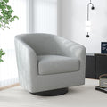 Swivel Barrel Accent Chair, Modern Round Chenille Fabric Arm Chair for Living Room, Bedroom, Comfy Club Reading Chairs for Adults（Chenille Fabric, Light Grey, Set of 1-Ruum Studio Home