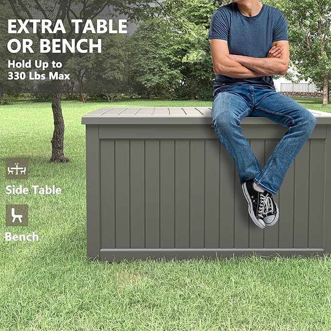 Outdoor Storage Box, 230 Gallon Deck Box, Waterproof and UV Resistant Large Resin Storage Bin, Organization and Storage for Patio Furniture, Outdoor Cushions, Garden Tools, Lockable-Ruum Studio Home