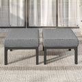 Solaste Outdoor Footstools Patio Ottoman Set of 2, Aluminum All-Weather Outdoor Footrest Seat with Removable Cushions, Patio Furniture Ottomans for Garden, Backyard, Poolside-Gray-Ruum Studio Home