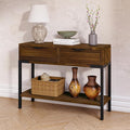 Bme Millie Farmhouse Solid Wood Console Table with 2 Drawers & Storage Shelves, 43" Boho Sofa Table for Entryway, Hallway, Living Room, Rustic Chestnut-Ruum Studio Home