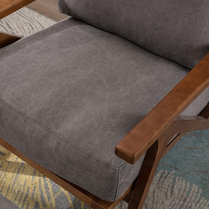 chairus Mid Century Accent Armchair Modern Upholstered Lounge Chair Compfy Leisure Arm Chair for Living Room Fireplace/Bedroom/Reception/Dorms, Denim Fabric Grey-Ruum Studio Home