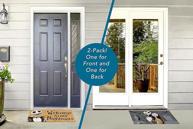 Gertmenian Nightmare Before Christmas Coir Doormat - 2x3 Welcome Mat (2-Pack), Ideal for High Traffic Areas in Front Door, Garage, Entryway - Welcome Nightmare/Jack & Sally, 80005-Ruum Studio Home