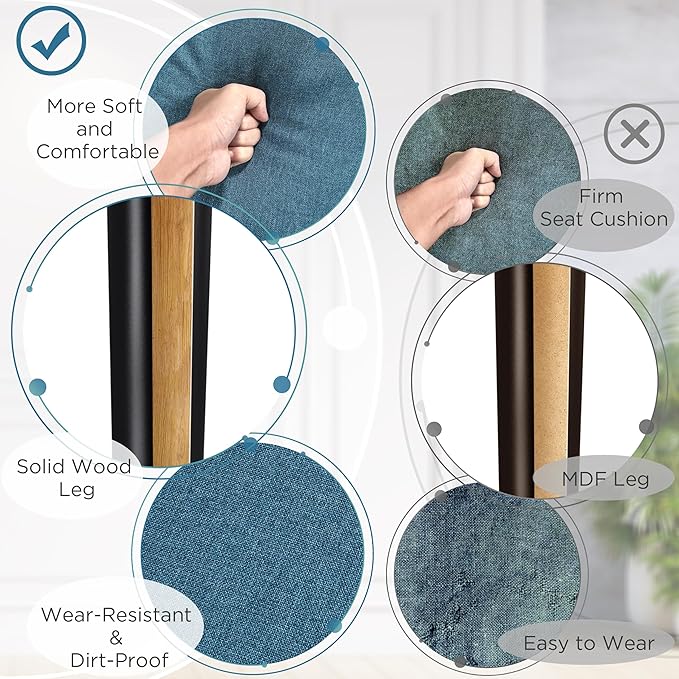 Yaheetech Mid-Century Accent Chairs, Modern Upholstered Living Room Chair, Cozy Armchair Button Tufted Back and Wood Legs for Bedroom/Office/Cafe, Navy Blue-Ruum Studio Home