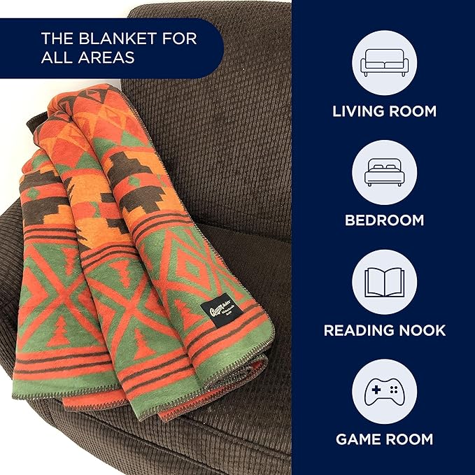 Beacon Blankets Southwestern Chief Henry Native American Design Throw - 90" x 90" Blanket Only - Premium Plush Blanket Can be Used for Queen or King Size Bed-Ruum Studio Home