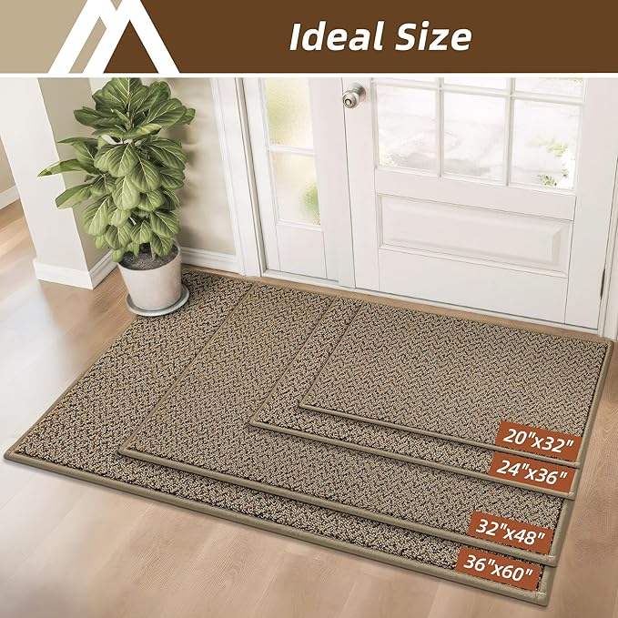 COSY HOMEER-Door-Mat 20" x 32" Non Slip Absorbent Entryway Rugs Dirt Trapper Doormats Washable Entrance Mats Low Pile Welcome Floor Mat for Front Back Door and Entry Mats,Taupe-Ruum Studio Home