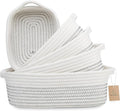 NaturalCozy 5-Piece Rectangle Storage Basket Set- Natural Cotton Rope Woven Baskets for Organizing! Small Basket for Montessori, Baby Nursery, Dog Toy Baskets, Cat Toy Box, Bathroom Organization Bin-Ruum Studio Home