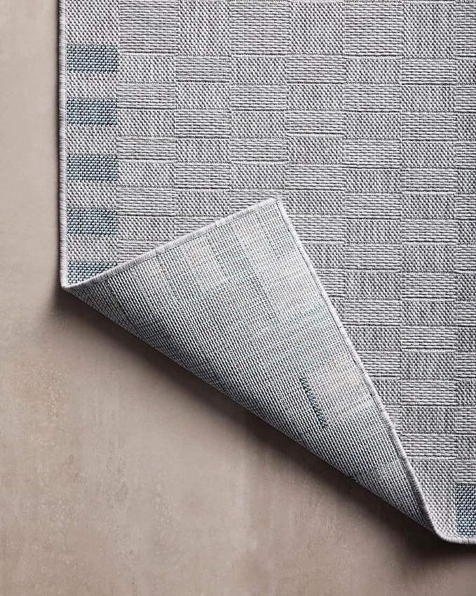 Loloi Amber Lewis Topanga Collection TOP-07 Silver/Blue 5'-3" x 7'-6" Indoor/Outdoor Area Rug-Ruum Studio Home