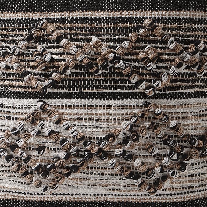 REDEARTH · Tufted Pouf Ottoman with Filler Textured Storage Cube Bean Bag Pouffe Footrest for Indoor; 100% Cotton (17.5"X17.5"X17.5", Black Jasper)-Ruum Studio Home