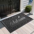 Yimobra Welcome Mat, Heavy Duty Sturdy Door Mats for Home Entrance Outdoor Indoor, Front Doormat for Outside Patio Floor Entry Porch Garage Office, Waterproof, Low Profile, 47X32 Inches, Black-Ruum Studio Home