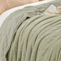 EMME Muslin and Fleece Twin Blanket Reversible - 60"*80" Sage Green Soft Warm Throw Blankets for Couch Bed Picnic Travel Bed-Ruum Studio Home
