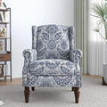 Lumibee Wingback Accent Chair,High Back Floral Armchairs in Fabric,Comfy Upholstered Reading Single Sofa Chair with Solid Wood Legs for Living Room,Bedroom,Office-Navy-Ruum Studio Home