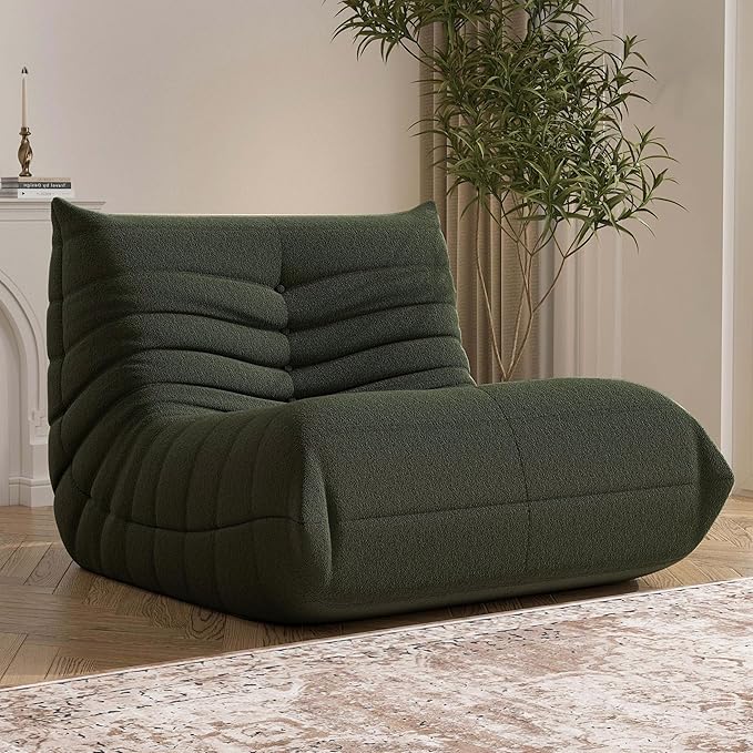 Bean Bag Chair, Fireside Chair Bean Bag Sofa Large Bean Bag Chair for Adults, Bean Bag Chairs for Teens with High Density Comfortable Foam, Memory Foam Bean Bag for Living Room, Bedroom (Green)-Ruum Studio Home