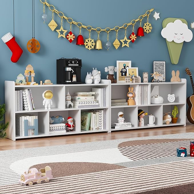 Book Shelf, 5 Cubes Storage Organizer, Open Shelf Wooden Bookcase, Freestanding White Bookshelf Cube Shelf for Bedroom, Living Room, Home Office-Ruum Studio Home