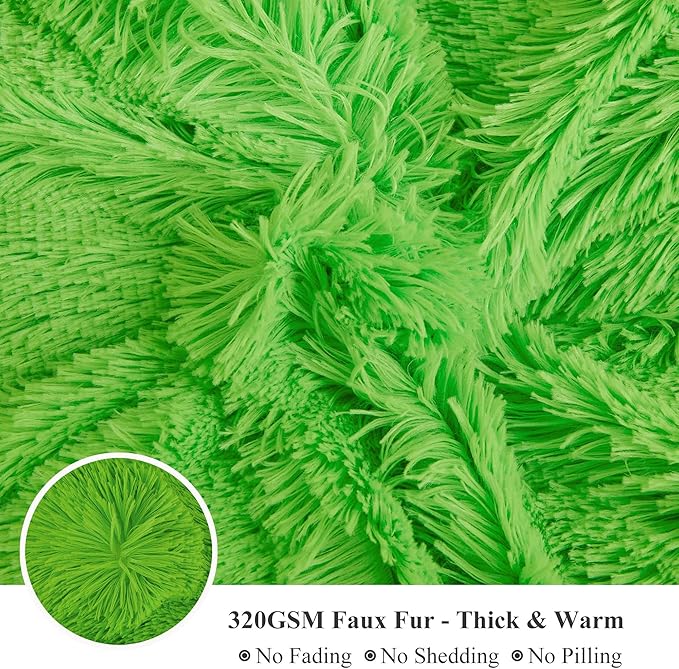 XeGe Luxury Faux Fur Blanket, Lime Green Soft Big Fluffy Throw, Shaggy Plush Decorative Couch Blanket, Cute Furry Fuzzy Bed Throw for Bedroom Living Room, Lime Green, 60x90-Ruum Studio Home