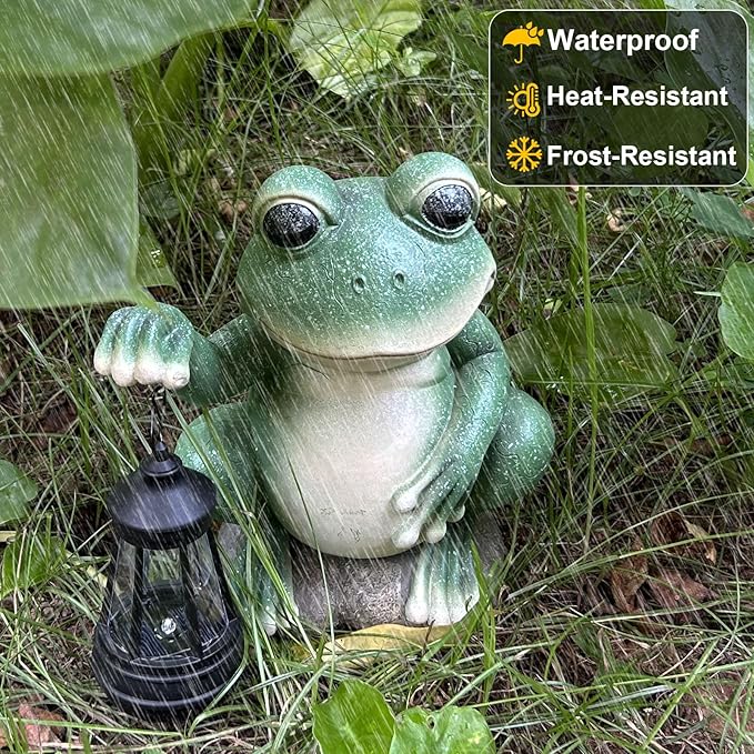 YODY Solar Garden Statues Outdoor Decor- Yard Decorations for Patio, Balcony, Backyard, Lawn Ornaments - Frog Figurines with LED Light- Unique Birthday House Warming Gifts for Women, Mom, Dad-Ruum Studio Home