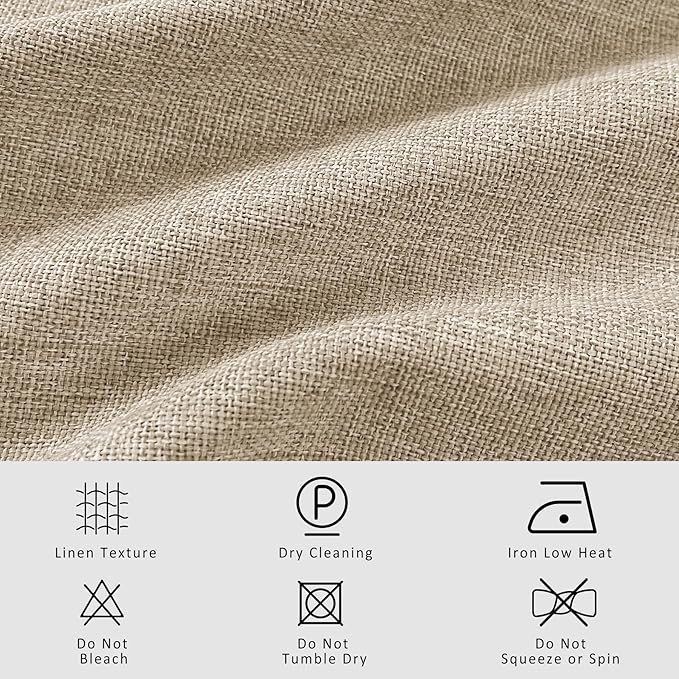 Macochico 100% Blackout Sand Beige Linen Curtains 84 Inches Long Pinch Pleated Burlap Curtains for Bedroom Living Room Farmhouse Nursery Thermal Window Panels with Tieback 72”Wx84”L 1 Panel-Ruum Studio Home