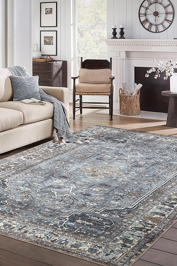 Keen Home Design 9x12 Rug - Machine Washable Area Rug with Non-Slip Backing, Ideal for Living Room, Dining Room, Bedroom - Vintage, Easy Clean, Durable, Low Pile Rug - (9' x 12')-Ruum Studio Home