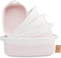 NaturalCozy 5-Piece Rectangle Storage Basket Set- Natural Cotton Rope Woven Baskets for Organizing! Small Basket for Montessori, Baby Nursery, Dog Toy Baskets, Cat Toy Box, Bathroom Organization Bin-Ruum Studio Home