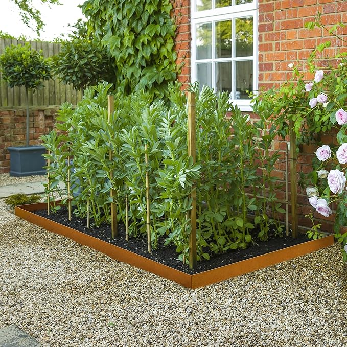 Worth Garden 6-Pack Pre-Rusted Cor-Ten Steel Landscape Edging - 40" L x 6" H Each (20ft Total) - No-Dig Hammer-in Heavy Duty 14-Gauge Metal Edging Border w/ 7 Clips & Gloves - Edge for Lawn Yard-Ruum Studio Home