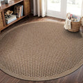 CAMILSON Easy Jute Round Rug 4ft Indoor Outdoor Natural Color Fiber Area Rugs for Living Room Patio and Kitchen Rug, Sisal Boho Woven Design Easy-Cleaning Washable Outside Carpet Alfombras (4 Round)-Ruum Studio Home