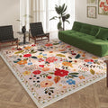 Area Rugs 9x12 Living Room Clearance Washable Boho Rug Non Slip Floral Vintage Low Pile Large Rug for Living Room, Bedroom, Farmhouse, Dining Room, Kids Playroom(Beige)-Ruum Studio Home