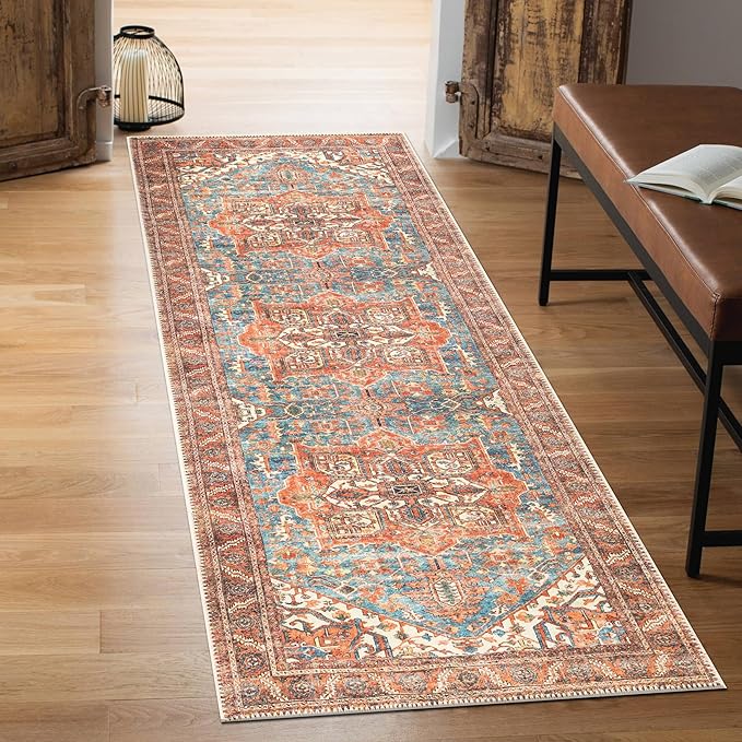 Keen Home Design 2x7 Rug - Machine Washable Runner Rug with Non-Slip Backing, Ideal for Hallway, Entryway, Kitchen, Laundry Room - Vintage, Easy Clean, Durable, Low Pile Rug - (2'6" x 7')-Ruum Studio Home