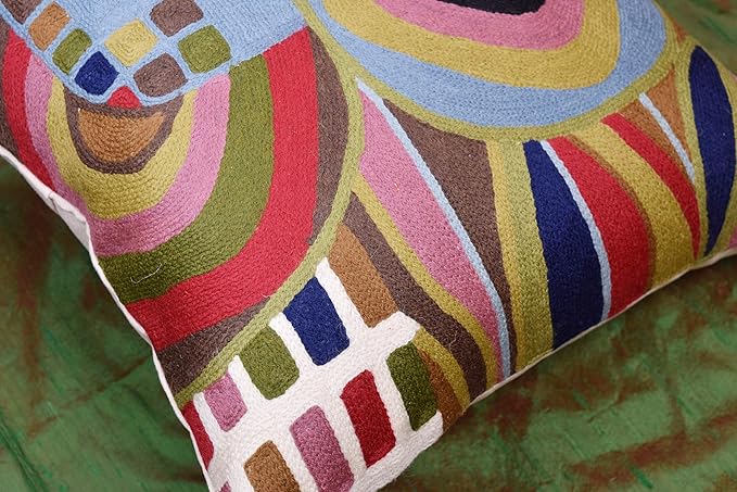 Hundertwasser Modern Pillow Cover Contemporary Pillowcase Outdoor Abstract Couch Accent Throw Pillowsham Mid Century Chair Cushions Handmade Wool Size 18x18-Ruum Studio Home