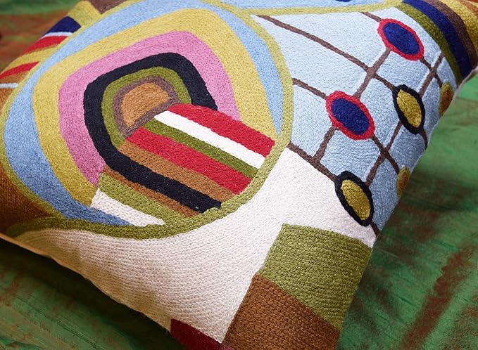 Hundertwasser Modern Pillow Cover Contemporary Pillowcase Outdoor Abstract Couch Accent Throw Pillowsham Mid Century Chair Cushions Handmade Wool Size 18x18-Ruum Studio Home