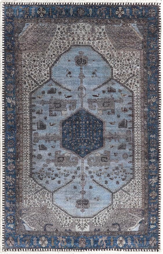 Keen Home Design 2x3 Rug - Machine Washable Entry Rug with Non-Slip Backing, Ideal for Enteryway, Kitchen, Bathroom, Laundry Room - Vintage, Easy Clean, Durable, Low Pile Rug - (2' x 3')-Ruum Studio Home