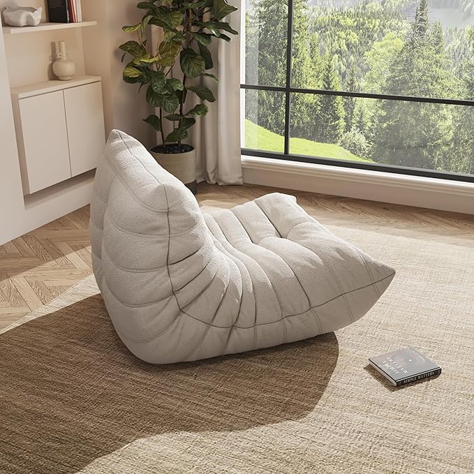 Bean Bag Chair, Oversized Bean Bag Chair for living Room, Fireside Chair for adults with Memory Foam Filled, Big Accent Sofa Lounge Floor Sofa for Gaming, Reading, Relax, No Assembly Required. (Beige)-Ruum Studio Home