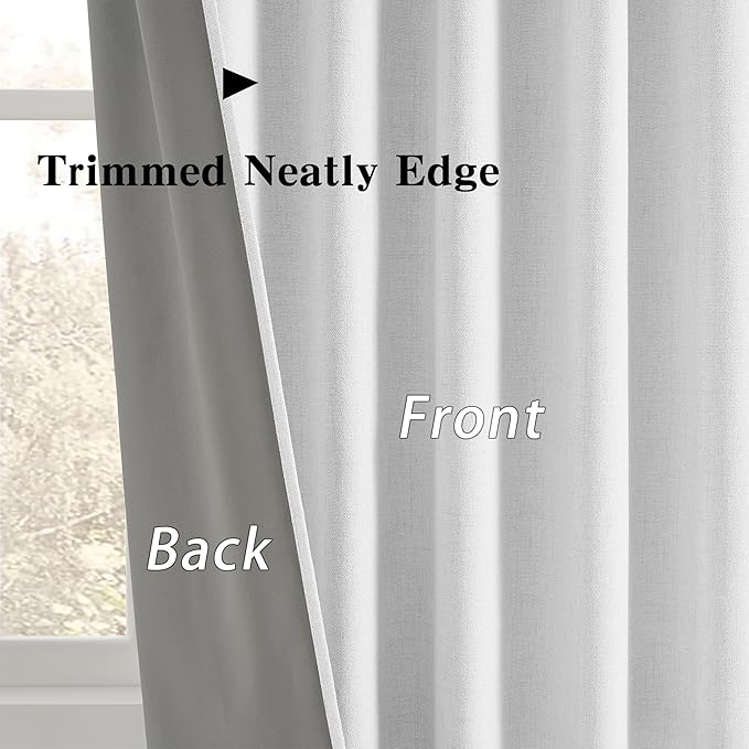 RAIN CITY Room Darkening Curtains 144 Inches Long 12 FT Back Tab Extra Long Solid Linen Textured Drapes for Living Room/Bedroom Wall Tall Curtains High Ceiling Long 2 Story Snow White-Ruum Studio Home