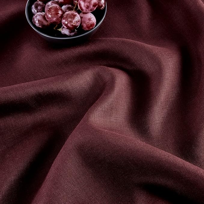 Solino Home Linen Table Runner 48 Inches - 100% Pure Linen Burgundy Hemstitch Table Runner 14 x 48 Inch Ideal for Dresser and Coffee Tables - Fall, Autumn, Thanksgiving - Classic Hemstitch-Ruum Studio Home