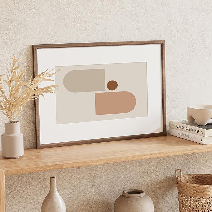16x24 Poster Frame Set of 4 Natural Solid Walnut Photo Frames with 12x18 Removable Mat Wall Hanging Large Handcrafted Frame with HD Plexiglass Wall and Tabletop Display Large Picture Frame-Ruum Studio Home