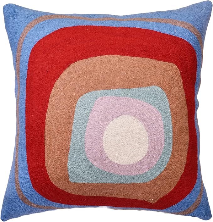 Kandinsky Modern Pillow Cover - Ruby Abstract Pillows | Contemporary Pillows | Mid Century Chair Cushions | Handmade Wool Size 18x18-Ruum Studio Home