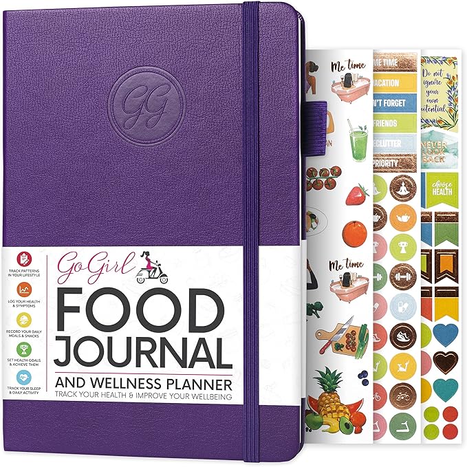 GoGirl Food Journal & Wellness Planner –– Diet & Fitness Diary – Nutrition Journal with Meal, Exercise & Weigh Loss Tracker, A5 (Purple)-Ruum Studio Home