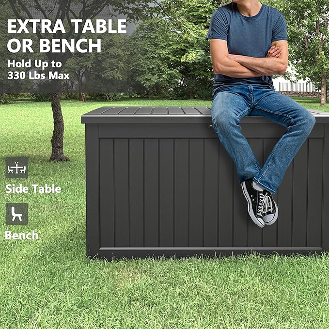180 Gallon Outdoor Storage Box, Deck Box Resin Waterproof and UV Resistant Lightweight Deck Box for Garden Tools, Pool Supplies Organization-Ruum Studio Home