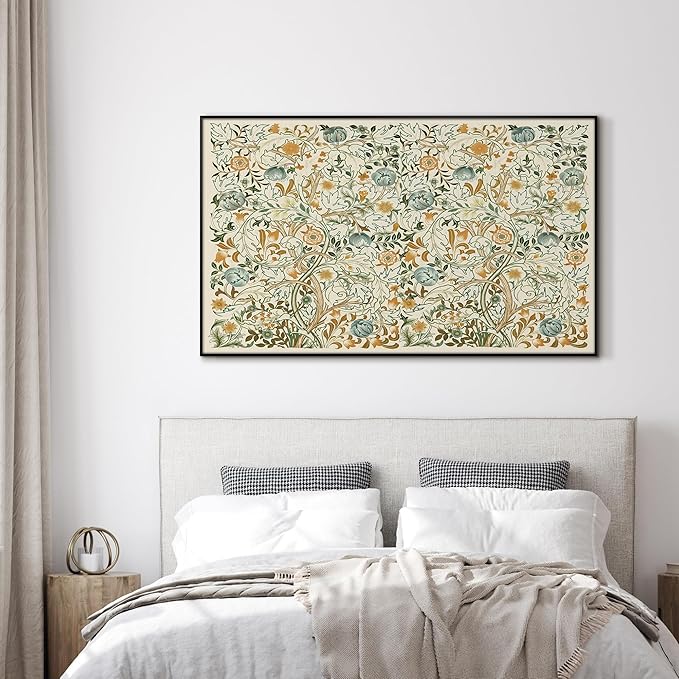SIGNWIN 30"x60" Extra Large Framed Wall Art Vintage Botanical Floral with Golden and Teal Leaves, Elegant Nature Illustration for Home Living Room Bedroom Decor (Frame Assembly Required)-Ruum Studio Home