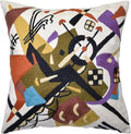 Kandinsky Abstract Pillow Cover - White Modern Throw Pillowcase Cream Chair Cushion Contemporary Farmhouse Pillows Modern Couch Handmade Wool Size 18x18-Ruum Studio Home