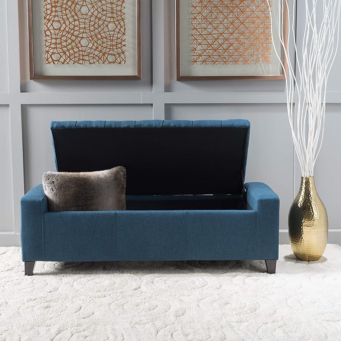 Christopher Knight Home Hikaru Fabric Storage Ottoman, Dark Blue Dimensions: 20.50”D x 51.00”W x 17.00”H-Ruum Studio Home