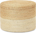 REDEARTH · Cylindrical Pouf Foot Stool Ottoman - Jute Braided Pouffe Poof Accent Sitting Footrest for Living Room, Bedroom, Nursery, Patio, Lounge & Other Rooms (Natural Ivory, 18"x18"x14")-Ruum Studio Home