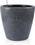 Dexceder 13x12 Self Watering Planter with Wheels Indoor Outdoor, Inner Pot Design, Thickened Large Floor Standing Flower Plant Pot with Water Level Indicator (Stone Matte)-Ruum Studio Home