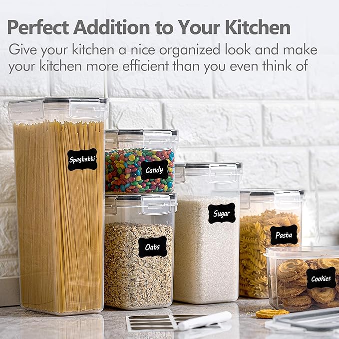 CHEFSTORY Airtight Food Storage Containers Set, 14 PCS Kitchen Storage Containers with Lids for Flour, Sugar and Cereal, Plastic Dry Food Canisters for Pantry Organization and Storage-Ruum Studio Home