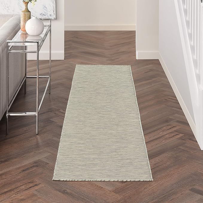 Nourison Positano Indoor/Outdoor Light Grey 2'2" x 8' Area Rug, Easy Cleaning, Non Shedding, Bed Room, Living Room, Dining Room, Backyard, Deck, Patio (2x8)-Ruum Studio Home