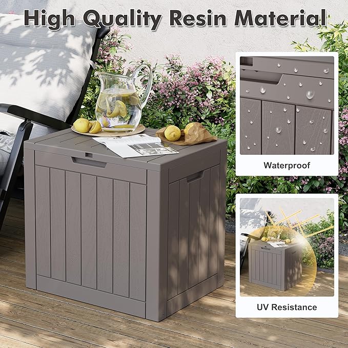 32 Gallon Deck Box Lockable Resin Indoor Outdoor Storage Box waterproof Outdoor Container for Patio Furniture, Pool Accessories, Cushions, Garden Tools, Sports Equipment-Ruum Studio Home