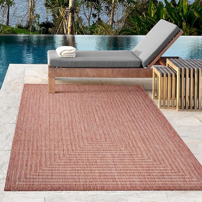 Adiva Rugs Outdoor Indoor Area Rug, Weather Resistant, Easy to Clean, Stain Resistant Floor Mat for Dining Room, Backyard, Deck, Patio (Copper Weiss, 6' x 9')-Ruum Studio Home